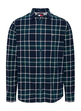 Camisa Tommy Jeans Check Flannel verde y azul para hombre