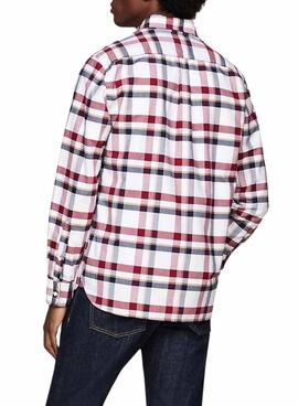 Camisa Tommy Hilfiger Heritage blanco y rojo para hombre