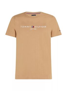 Camiseta Tommy Hilfiger básica tostado para hombre