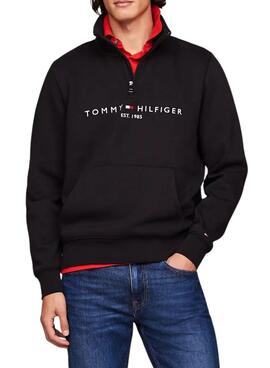 Sudadera Tommy Hilfiger Mockneck negro para hombre