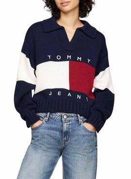 Jersey Tommy Jeans Rugby azul marino para mujer