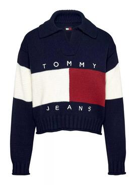 Jersey Tommy Jeans Rugby azul marino para mujer