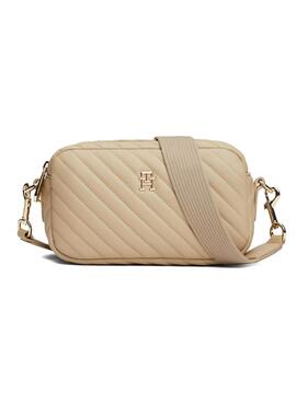 Bolso Tommy Hilfiger Quilted Camera beige para mujer