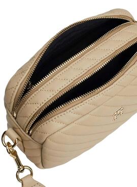 Bolso Tommy Hilfiger Quilted Camera beige para mujer