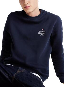 Sudadera Tommy Hilfiger Stack azul marino para hombre