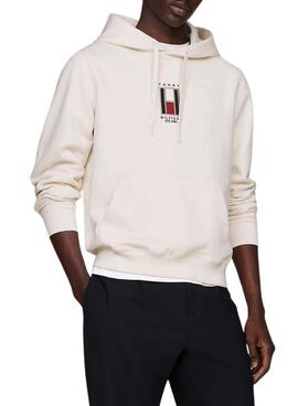 Sudadera Tommy Hilfiger Vertical Flag beige para hombre