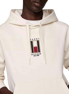 Sudadera Tommy Hilfiger Vertical Flag beige para hombre