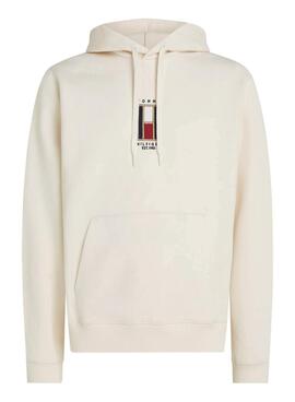 Sudadera Tommy Hilfiger Vertical Flag beige para hombre