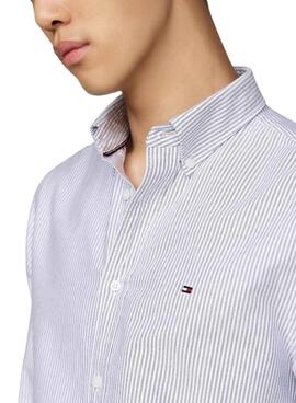 Camisa Tommy Hilfiger Oxford rayas azul y blanco para hombre