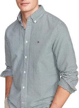 Camisa Tommy Hilfiger Gingham verde y blanco para hombre