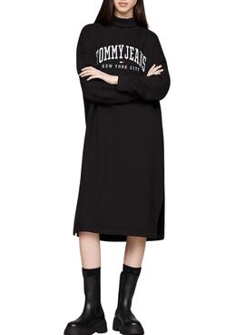 Vestido Tommy Jeans Varsity negro para mujer