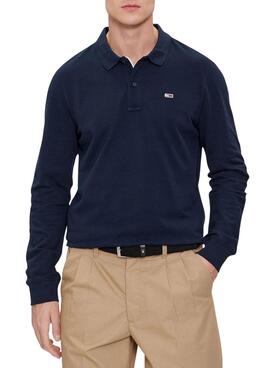 Polo Tommy Jeans Placket azul marino para hombre