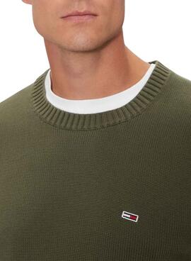 Jersey Tommy Jeans C neck verde para hombre