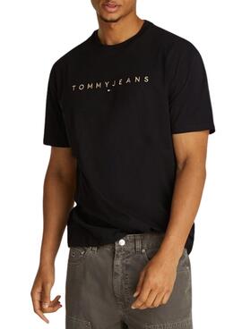 Camiseta Tommy Jeans Gold linear negro para hombre