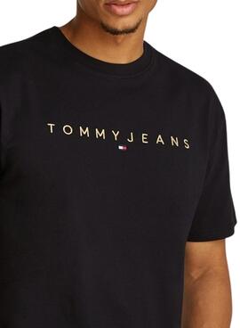 Camiseta Tommy Jeans Gold linear negro para hombre