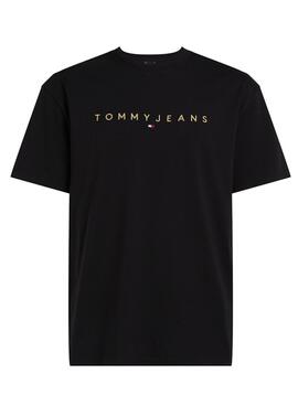 Camiseta Tommy Jeans Gold linear negro para hombre