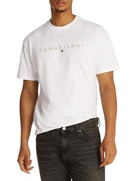 Camiseta Tommy Jeans Gold linear blanco para hombre