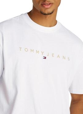 Camiseta Tommy Jeans Gold linear blanco para hombre