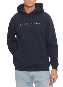 Sudadera Tommy Jeans Linear Gold marino para hombre