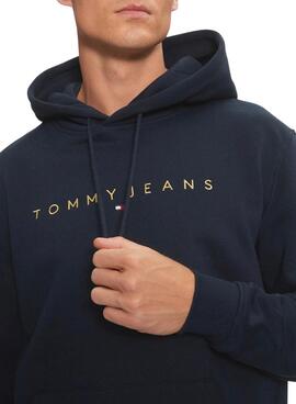 Sudadera Tommy Jeans Linear Gold marino para hombre