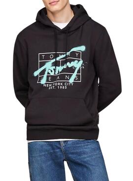 Sudadera Tommy Jeans Spray negro para hombre