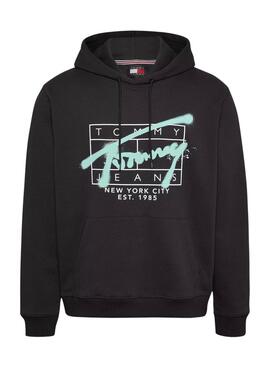 Sudadera Tommy Jeans Spray negro para hombre