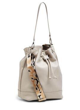 Bolso Pieces Raven bombonera beige para mujer