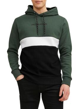 Sudadera Jack and Jones Reid Block Verde Hombre 