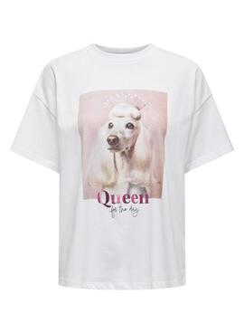 Camiseta Only Queen blanco para mujer