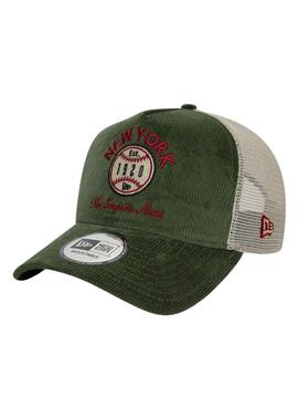 Gorra New Era Cord Trucker verde para hombre y mujer