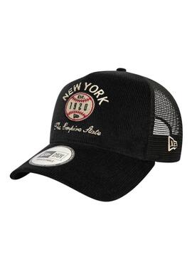 Gorra New Era Cord Trucker negro para mujer y hombre