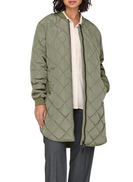 Abrigo Only Jessica quilted verde oscuro para mujer