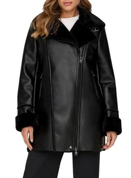 Abrigo Only Mariam biker negro para mujer