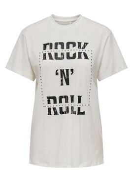 Camiseta Only Dolla rocknroll blanco para mujer