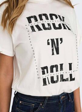 Camiseta Only Dolla rocknroll blanco para mujer