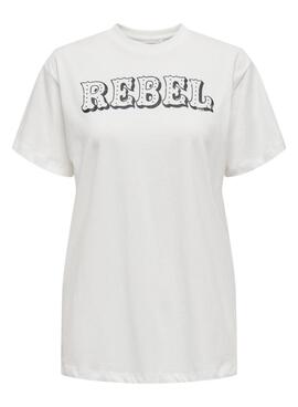 Camiseta Only Dolla rebel blanco para mujer