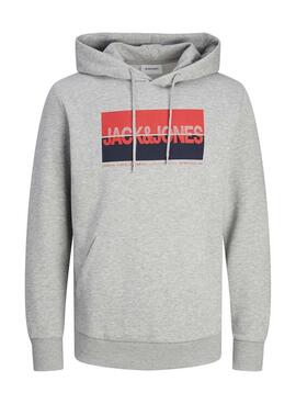 Sudadera Jack and Jones Nolan capucha gris para hombre