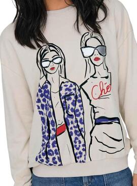 Sudadera Only Sille beige para mujer