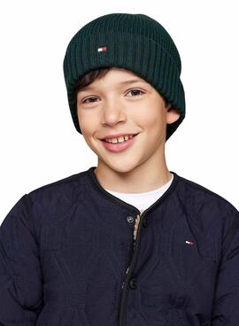 Gorro Tommy Hilfiger Small Flag verde para niños