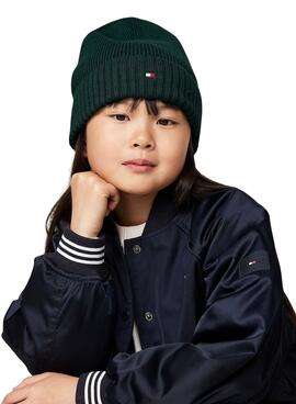 Gorro Tommy Hilfiger Small Flag verde para niños