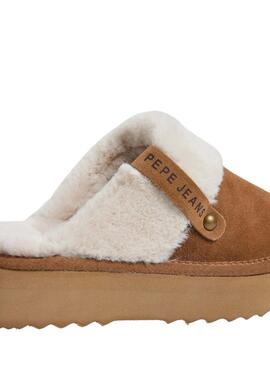 Zuecos Pepe Jeans Dissy camel y beige para mujer