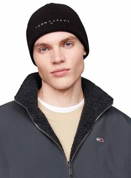 Gorro Tommy Jeans linear logo negro para hombre