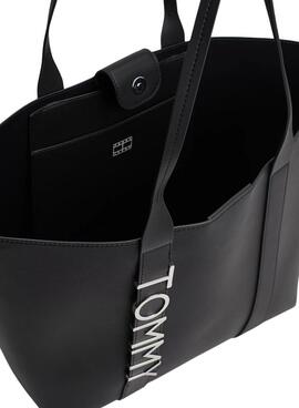 Bolso Tommy Jeans Tote City Bold negro para mujer