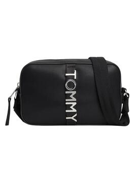 Bolso Tommy Jeans bandolera City Bold negro para mujer