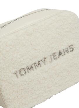 Bolso Tommy Jeans bandolera Sherpa beige para mujer