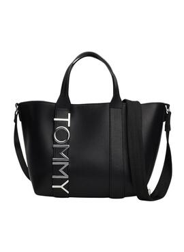 Bolso Tommy Jeans mini tote City Bold negro para mujer