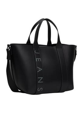 Bolso Tommy Jeans mini tote City Bold negro para mujer