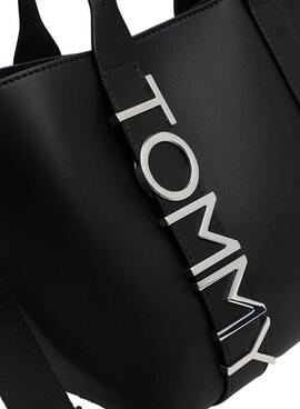 Bolso Tommy Jeans mini tote City Bold negro para mujer