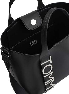 Bolso Tommy Jeans mini tote City Bold negro para mujer