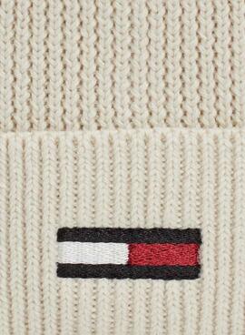 Gorro Tommy Jeans Elongated Flag beige para mujer